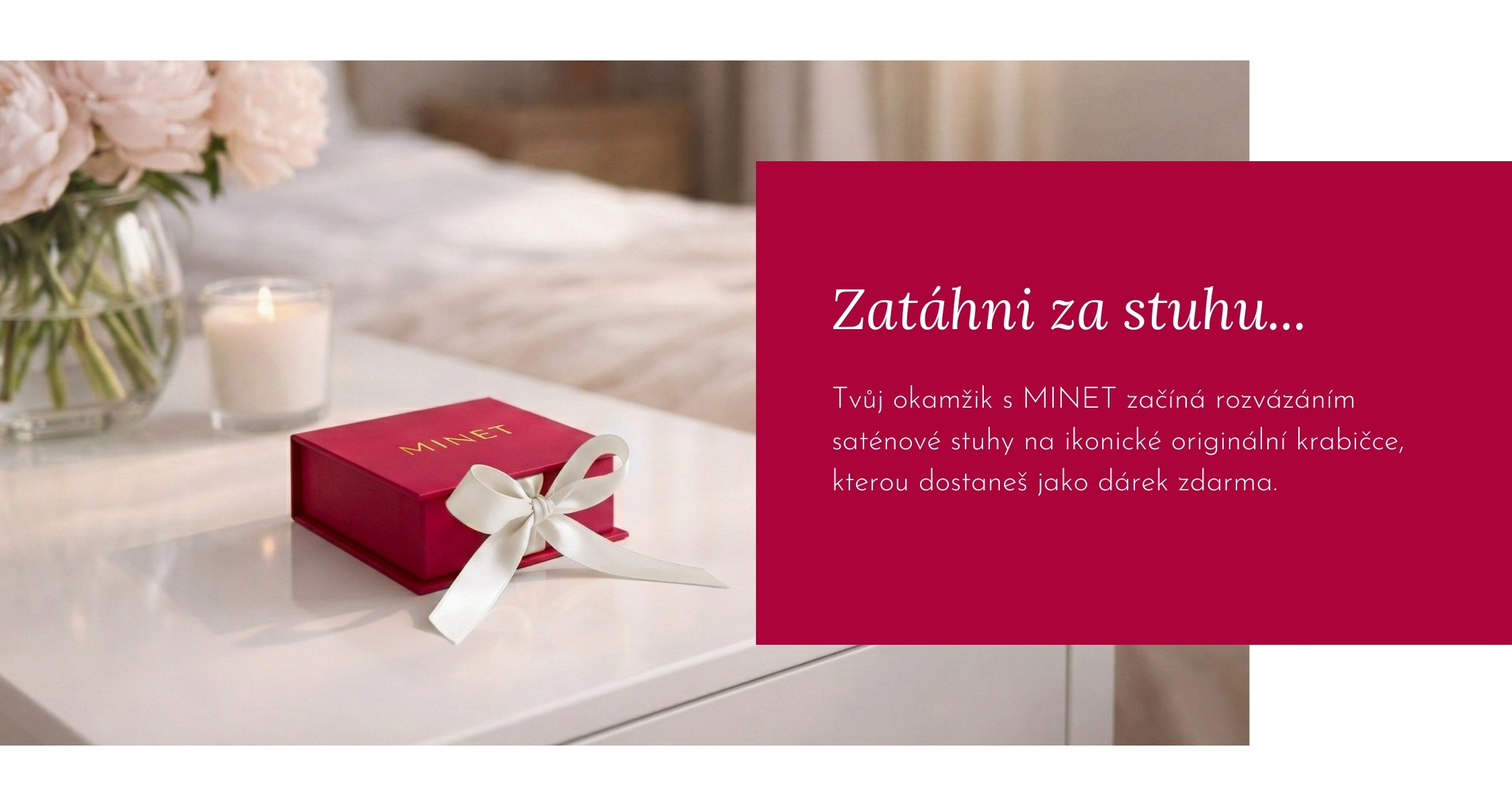 Dárková krabička MINET se saténovou stuhou zdarma pro stříbrné a zlaté šperky