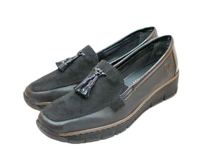 Černé mokasíny Rieker