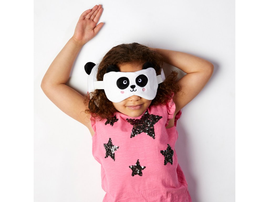 Relaxeazzz Dětský plyšový kulatý cestovní polštářek & maska na oči Panda