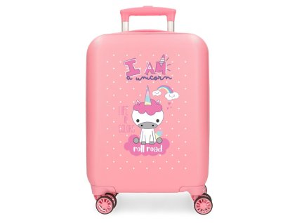 Dětský cestovní kufr ABS I am a Unicorn, 50 cm růžová