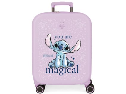 ENSO Cestovní kufr ABS Stitch – You Are Magicall 55 cm fialová lila