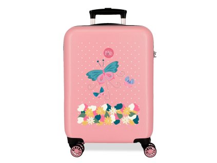 Cestovní kufr skořepinový Joummabags Roll Road Flower růžový