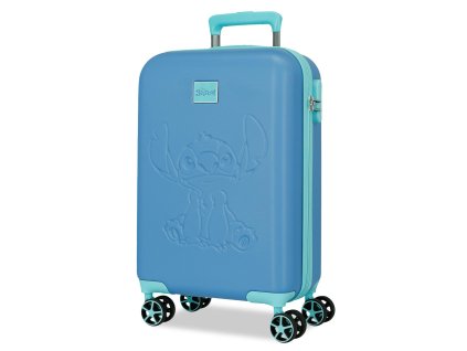 Cestovní kufr skořepinový Joummabags ABS Stitch Blue, 55 cm (modrý, 3D efekt)