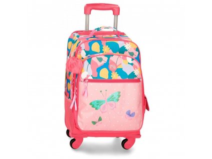 Cestovní kufr na kolečkách Roll road Motýlek s funkcí batohu pro holky