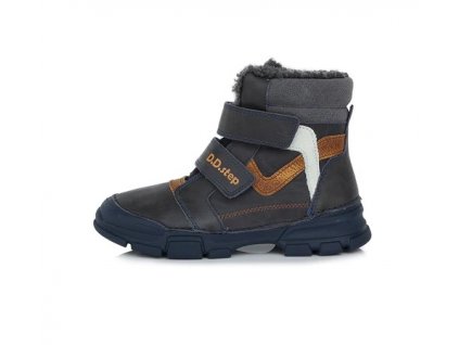 D.D.STEP 056 chlapčenské zimné topánky Royal Blue Hnedý pásik
