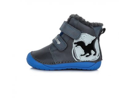 D.D.STEP 070 chlapčenské zimné topánky Royal Blue Dino BAREFOOT