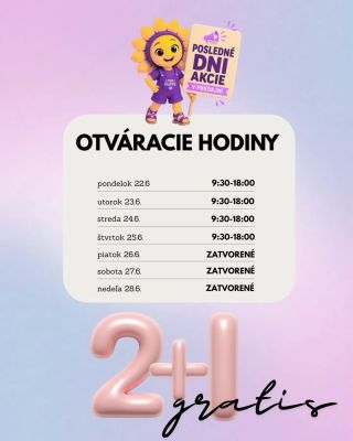 ⏰️POSLEDNÉ DNI AKCIE 2+1 GRATIS V PREDAJNI 💜 🛎Ešte stále máte poslednú možnosť využiť vašu obľúbenú akciu 2+1 ZADARMO v...