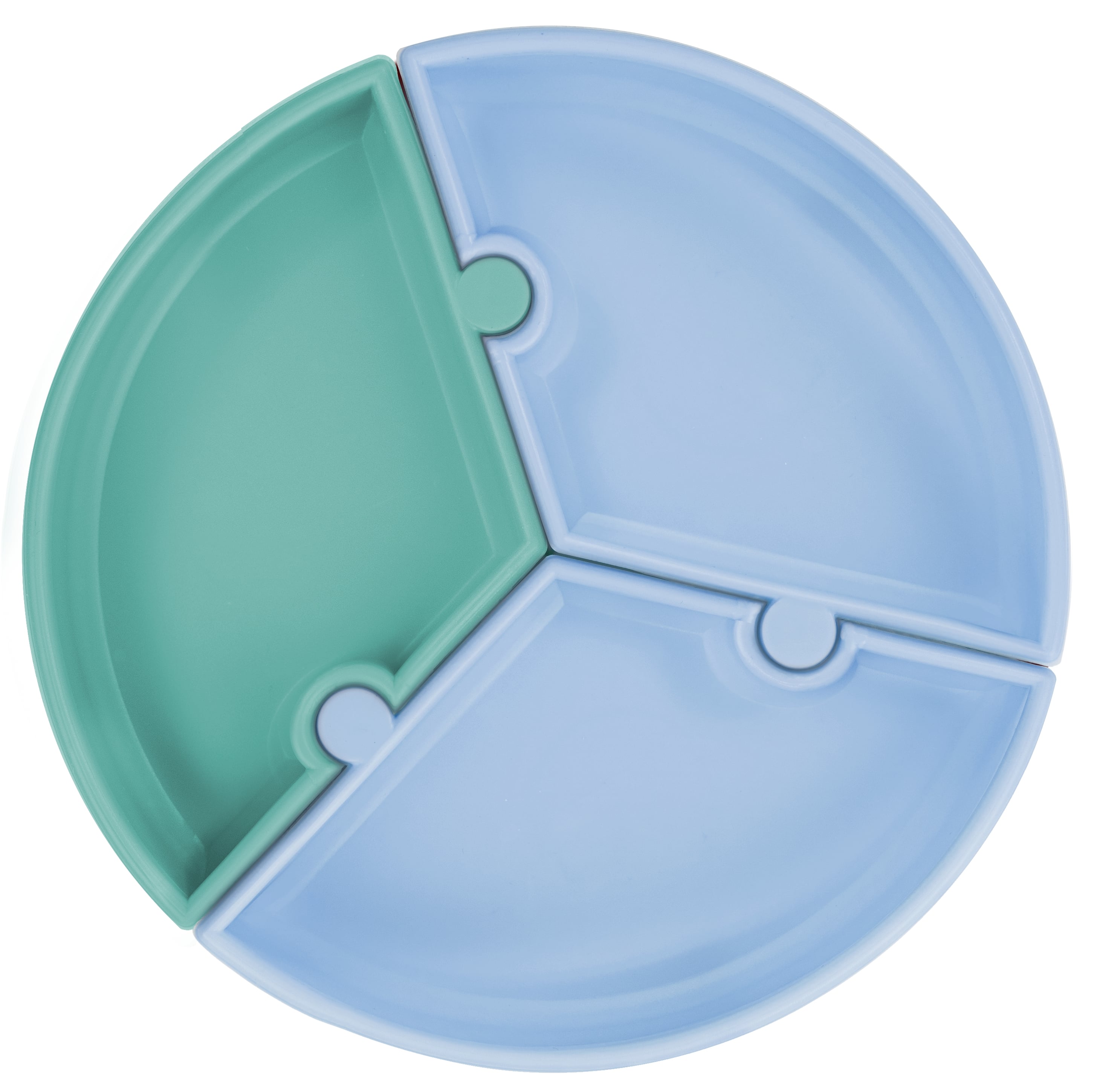 Talíř Puzzle silikonový s přísavkou - Aqua Green / Mineral Blue