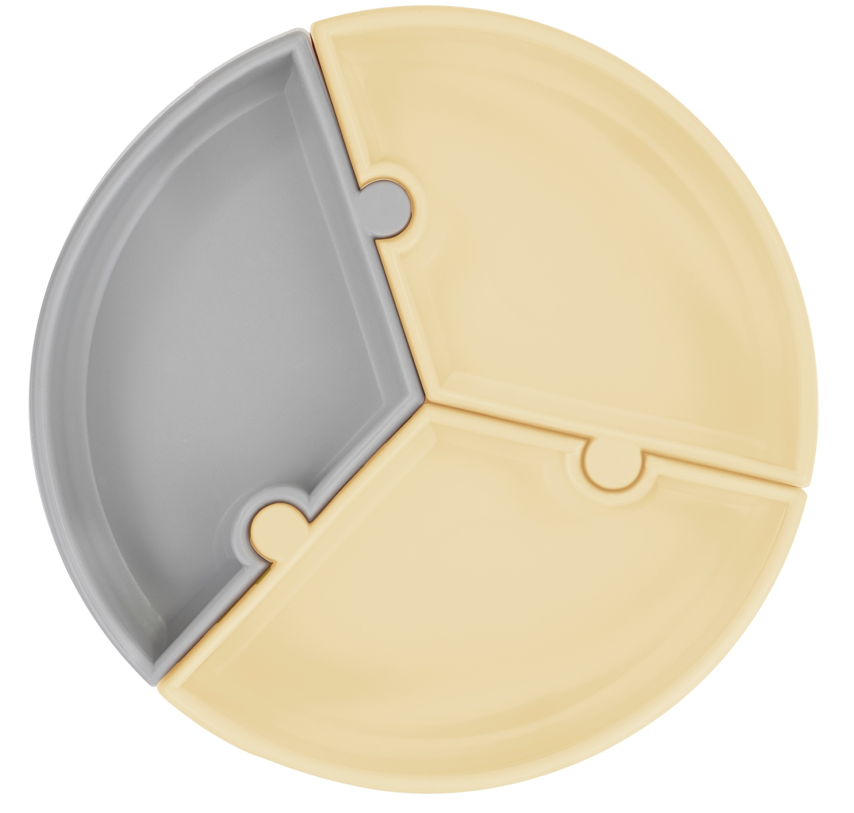 Talíř Puzzle silikonový s přísavkou - Powder Grey/ Mellow Yellow