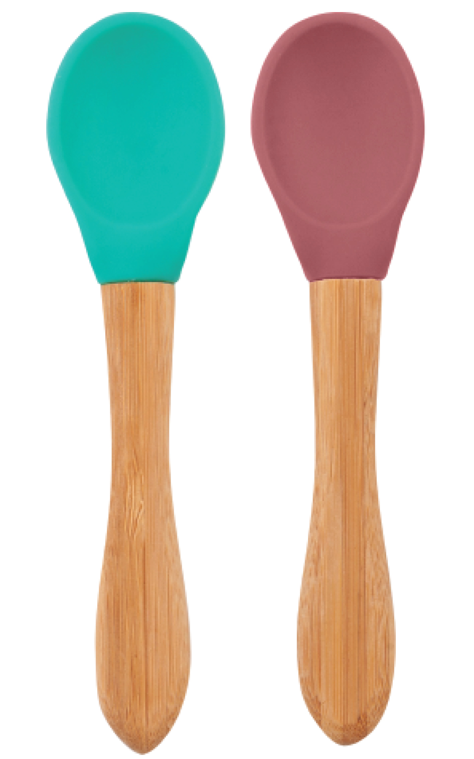 Levně Lžička s bambusovou rukojetí 2 ks - Aqua Green / Velvet Rose