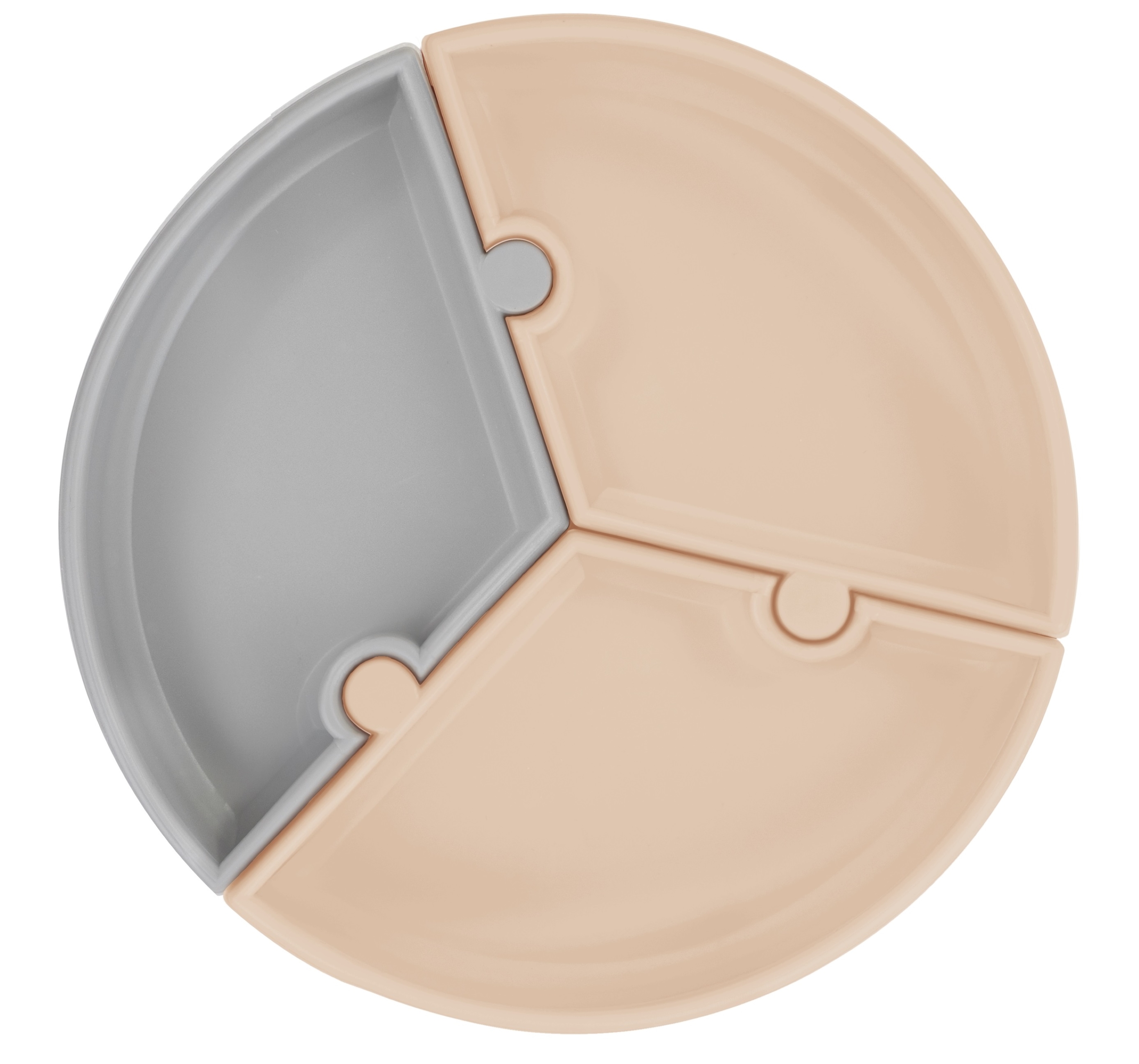 Talíř Puzzle silikonový s přísavkou - Bubble Beige / Powder Grey