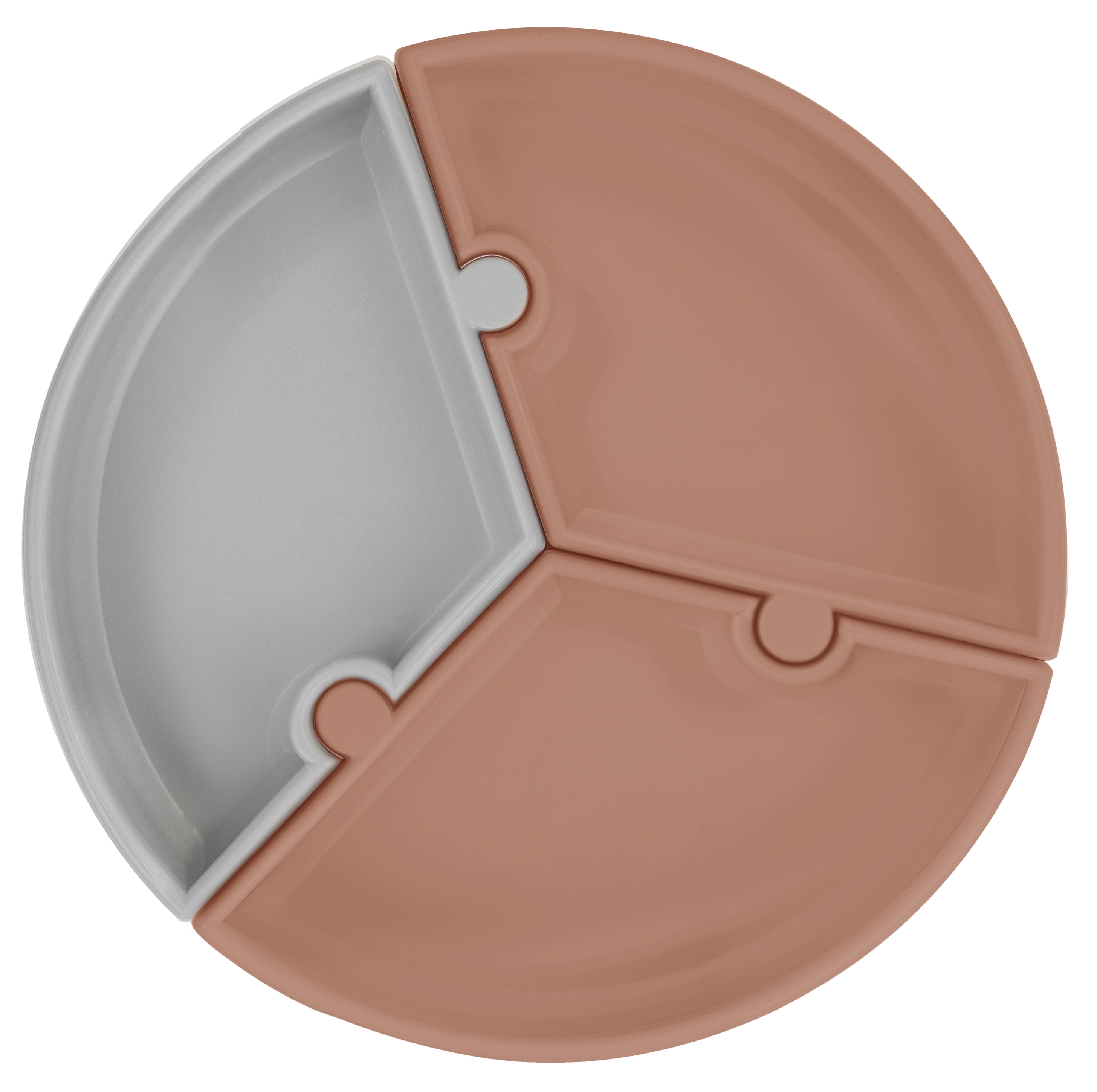 Talíř Puzzle silikonový s přísavkou - Woody Brown / Powder Grey