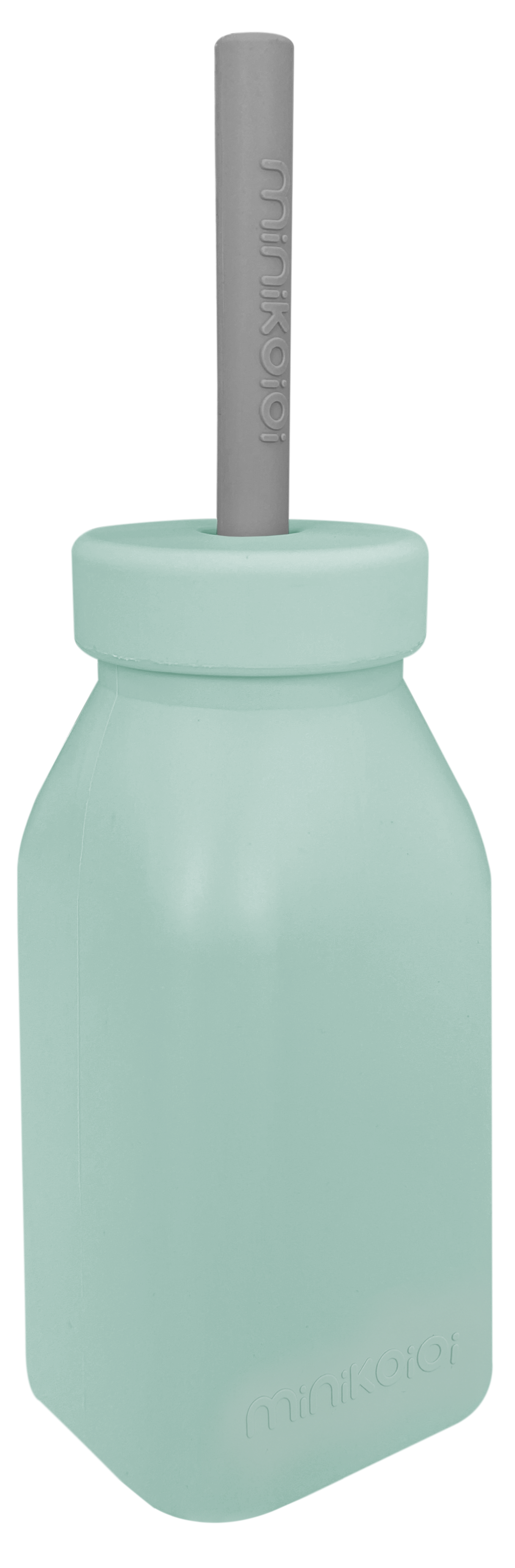 Levně Láhev silikonová s brčkem - River Green / Powder Grey