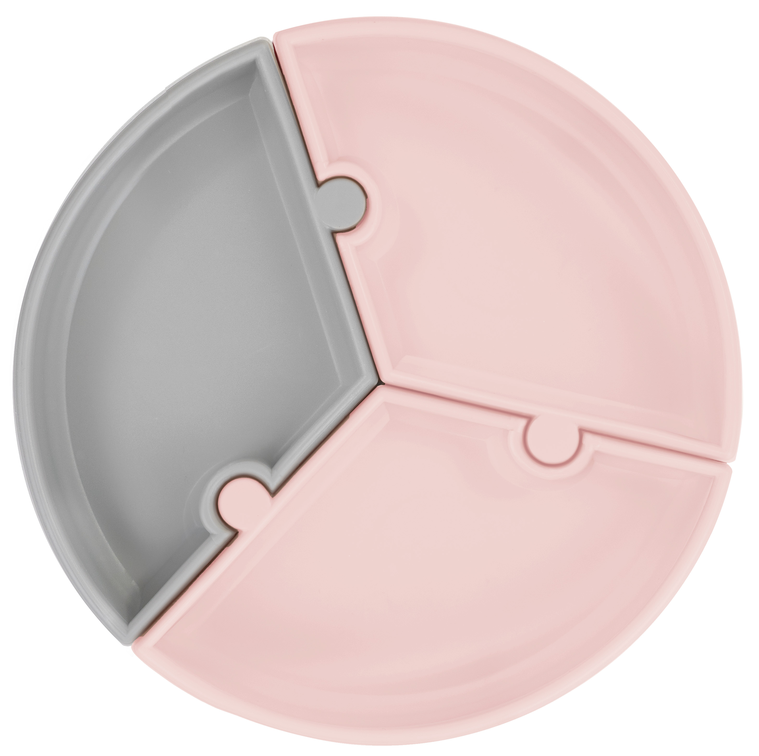 Talíř Puzzle silikonový s přísavkou - Pinky Pink / Powder Grey