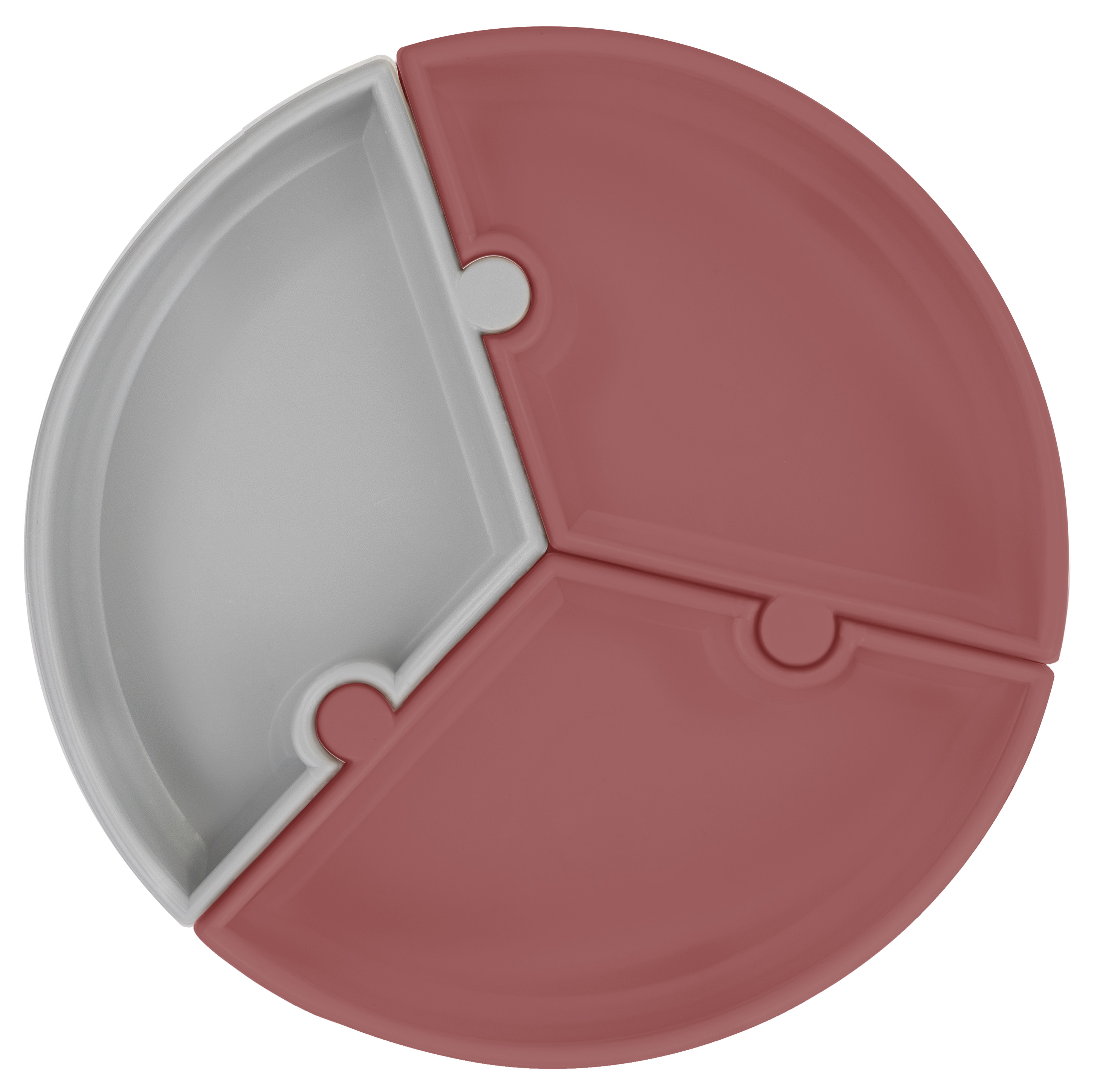 Talíř Puzzle silikonový s přísavkou - Velvet Rose / Powder Grey