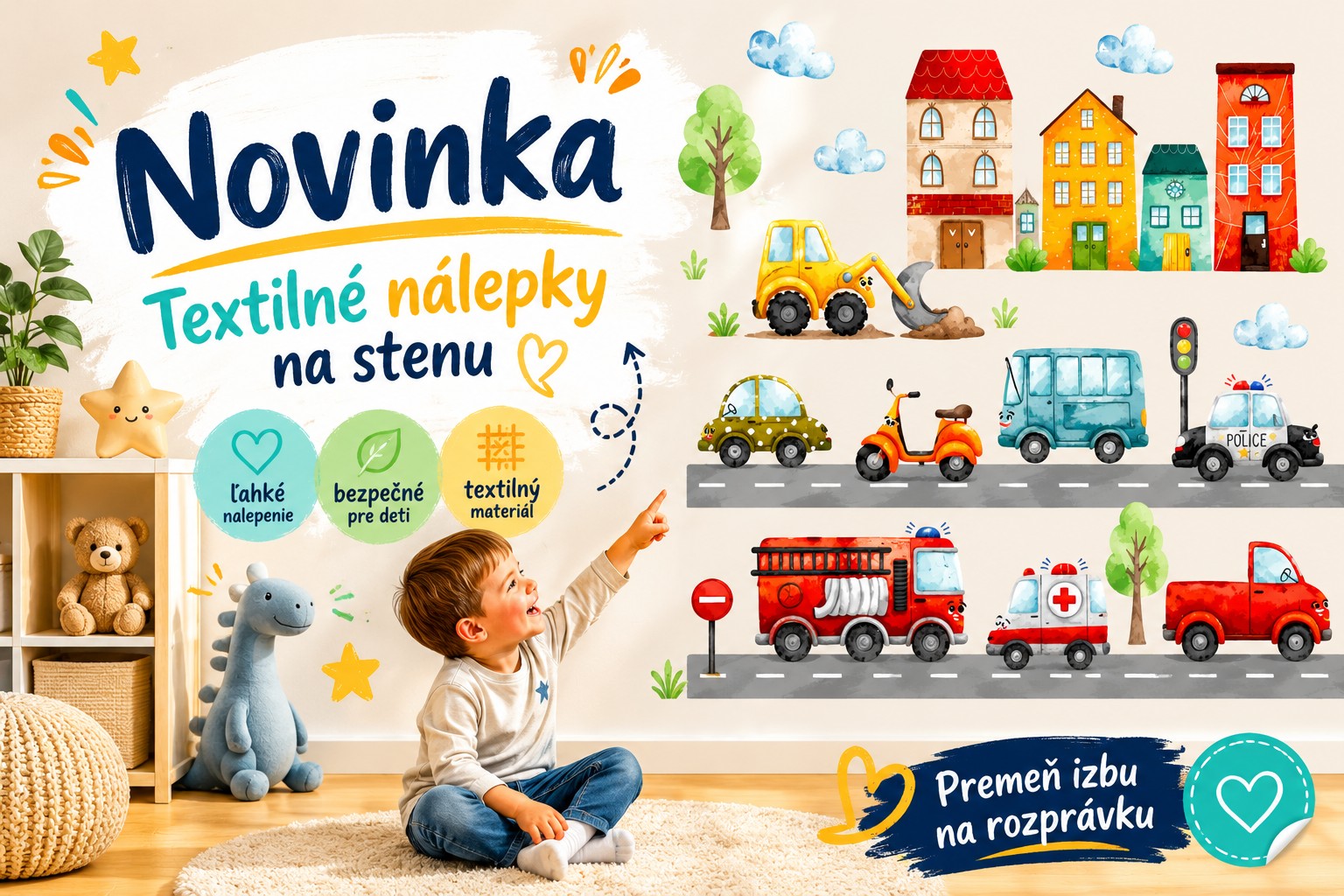 Textilné nálepky na stenu