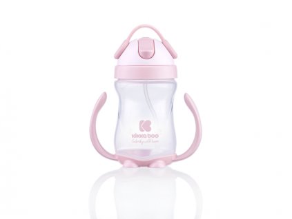 KikkaBoo Hrnček so silikónovou slamkou 300ml 12m+ Pink