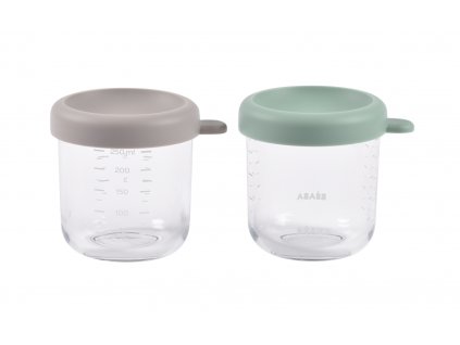 47343 beaba tegliky na jedlo sklenene 2x 250 ml green grey