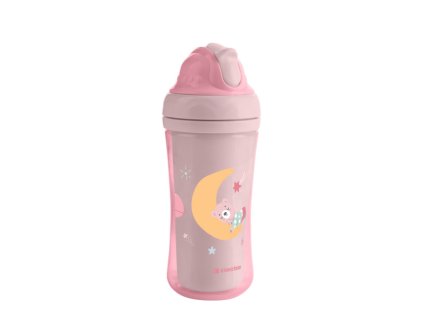 68372 kikkaboo hrncek so silikonovou slamkou 220ml 8m moony me pink