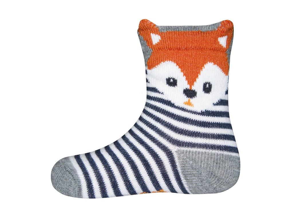 Dětské pruhované ponožky Lišák (Barva modrá - bílá, Velikost EU 23-26)