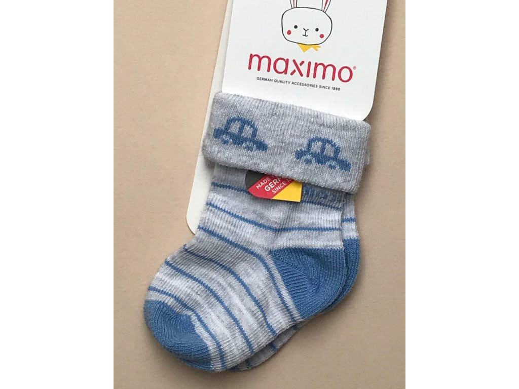 Dětské ponožky mimi světlé šedé modré s autíčkem 052363276 82
