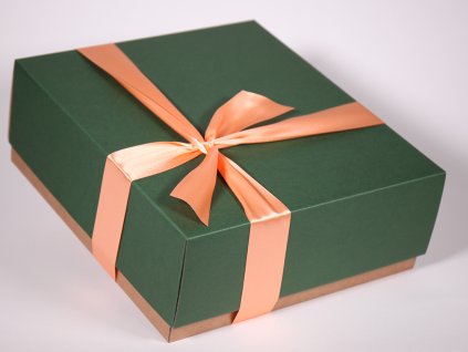 Zelená Dárková krabice designová papírová pevná se stuhou minimel.cz