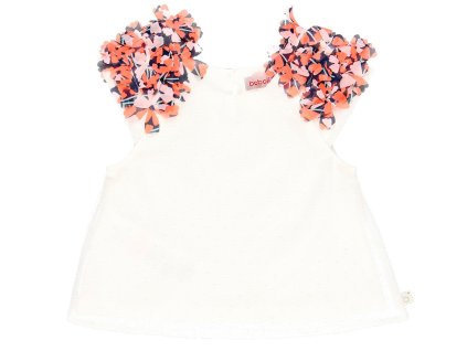 Dívčí top bílý s květy stříškový rukáv elegantní top pro holku letní bílý Boboli 7294351111 a