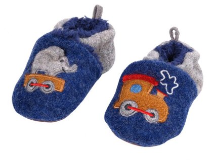 Kojenecké vlněné botičky Mašinka s ABSkem capáčky pro chlapečka Maximo 788 1024