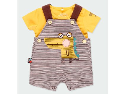 Kojenecký set tričko a laclové šortky Krokodýl komplet žluté tričko hnědé kraťásky zvířátko Boboli mimi bio bavlna Organic 1241751164 a