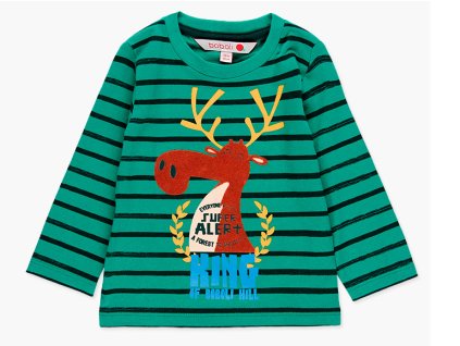 Kojenecké tričko s dlouhým rukávem zelené s plyšovým potiskem bavlna Boboli kluk chlapeček 3080564487 a
