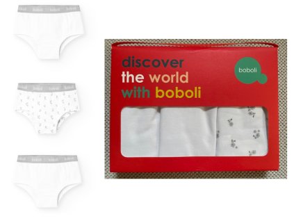 Dívčí kalhotky bílé s gumou v pase bílé kalhotky pro holku bavlna světlé Boboli 920067 1100 pack