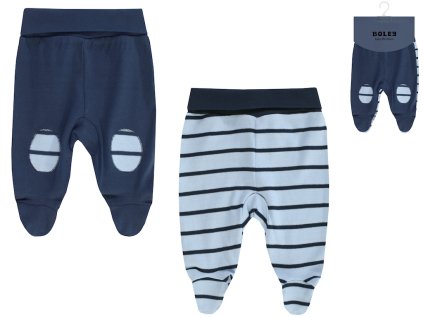 Kojenecké polodupačky modré pruhované 2v1 100% bavlna tepláčky pro chlapečka Boley 6371110 0 9950 a