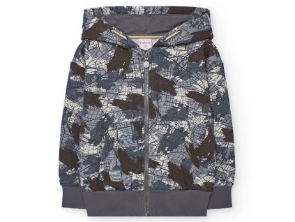 Chlapecká mikina na zip s kapucí modrá šedá mikina pro kluka 100% bavlna Boboli Urban 5121218119 a