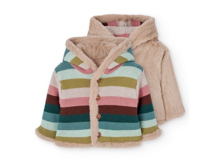 Kojenecký kabátek svetřík s kožíškem oboustranný teplá mikina pro mimi Oříšek Boboli 1420307441 a