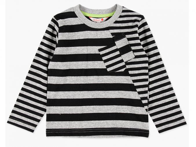 Chlapecké tričko 100% bavlna asymetrické pruhované černé šedé Street life Boboli kluk a