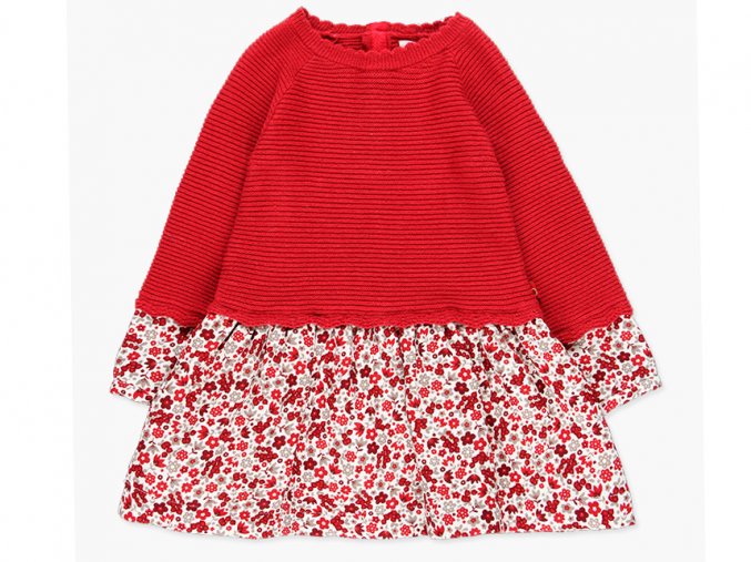 Kombinované dívčí pletené šaty červené Boboli  a