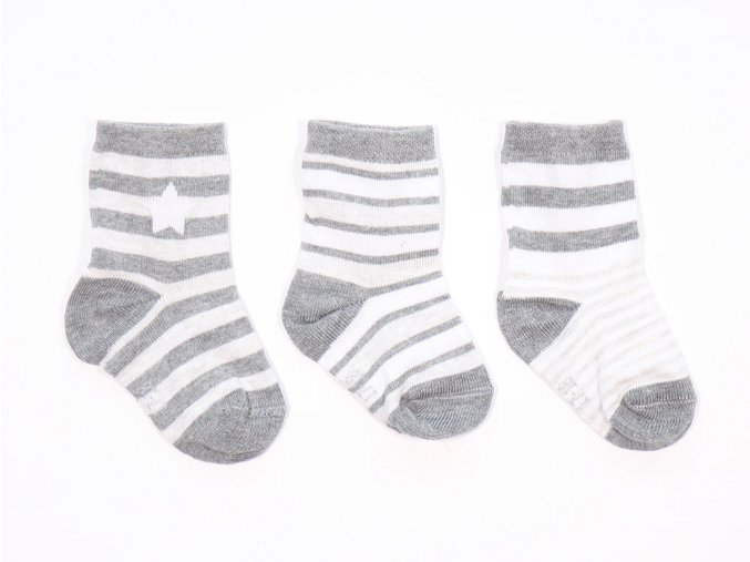 Dětské bavlněné ponožky světlé Trio (3 páry) (Barva bílá - šedá, Velikost EU 27-30)