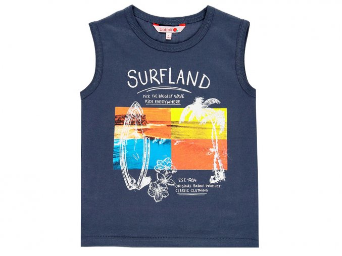 Chlapecké tílko Surfland tmavě modré s barevným potiskem 100% bavlna Boboli kluk 8391788100 a