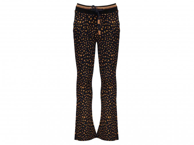 Holčičí kalhoty černé strečové kalhoty do zvonu legíny džegíny s gepardím vzorem elegantní pro holku NoNo holand N008-5600 a