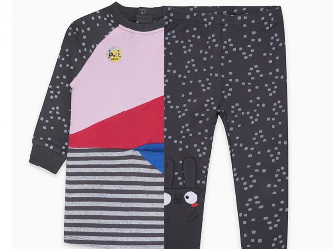 Dívčí souprava mikinové šaty a legíny tmavé barevné růžové pro holčičku TucTuc