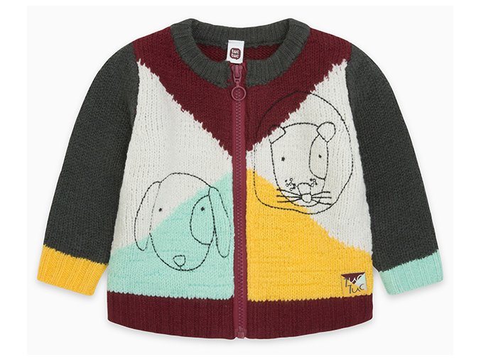 Dětský svetr na zip Pejsek barevný pletený svetřík rozepínací Tuc Tuc 11290276