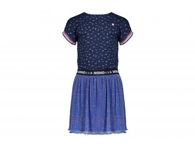 Dívčí kombinované šaty modré třpytivá sukně skládaná na létoHoland NONO holka N102 5807 125