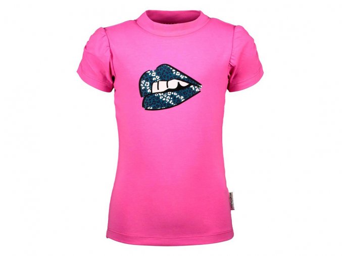 Dívčí tričko svítivě růžové krátký rukáv balónkový KISS Holand BNOSY holka Y102 5414 270