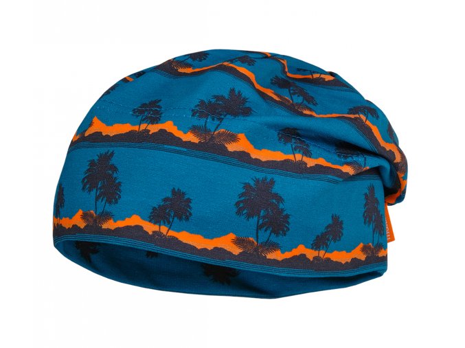 Dětská čepice tenká beanie kluk holka jaro léto podzim tmavá modrá svítivě oranžová UV filtr 50 Maximo 13500-055400