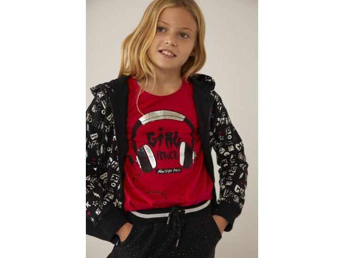 Černá dívčí mikina na zip s kapucí rebel rock Boboli print bavlna 4332689638 model