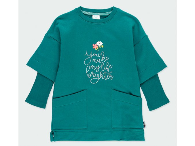 Dívčí mikinové šaty zelené zelená mikina tričko s dlouhým rukávem Boboli 4530244552 a