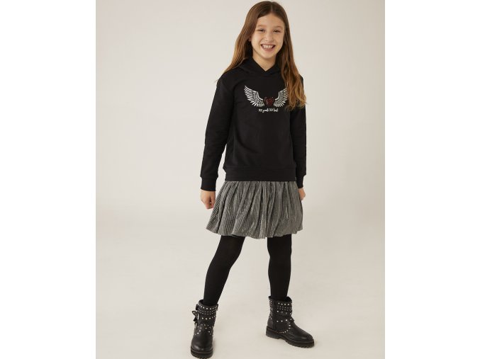 Dívčí mikina s kapucí a sukní Rock černá mikina a kovová sukně Boboli holka rock křídla 433167890 model