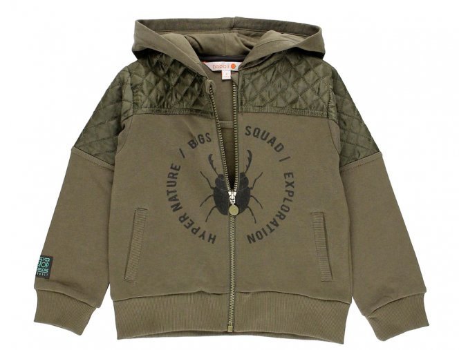 Chlapecká khaki mikina na zip s kapucí zelená pro kluka Brouk Boboli 5111314523 a
