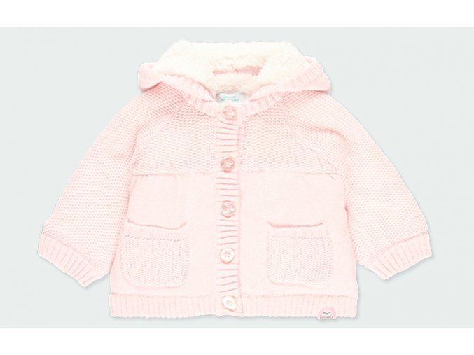 Kojenecký svetr s kožíškem a odepínací kapucí růžový svetřík pletený kabátek pro holčičku Boboli holka mimi 1030483000 a