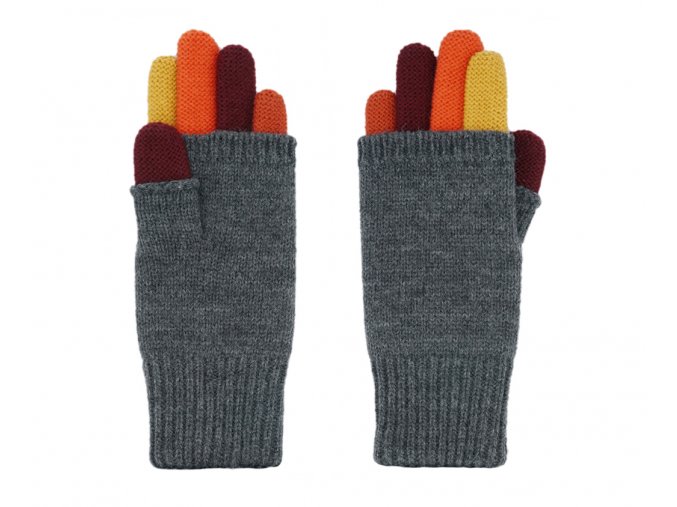 Dětské rukavice barevné prsty šedé pletené rukavice tmavé dvojité prstové rukavice Maximo 19173-937500-1899